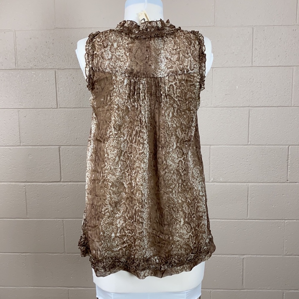 BLUE TASSEL: Brown Ruffle Tank - Picture 5 of 7